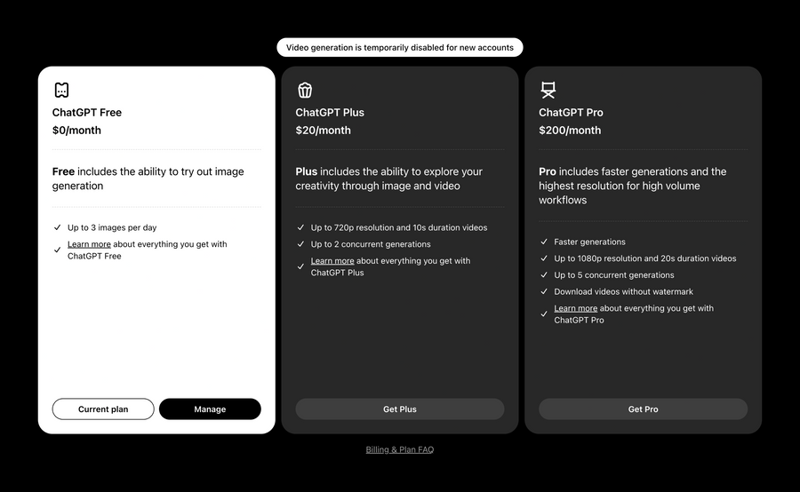 Sora
				pricing section ui component