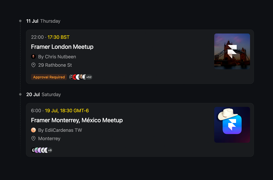 Framer
				timeline & history ui component