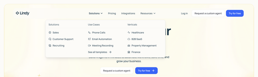 Lindy
				flyout menu ui component