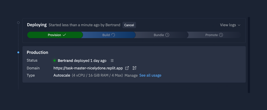 Replit
				timeline & history ui component
