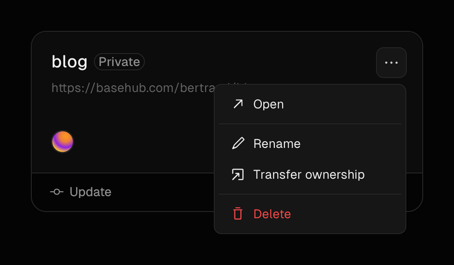 Basehub
				dropdown menu ui component