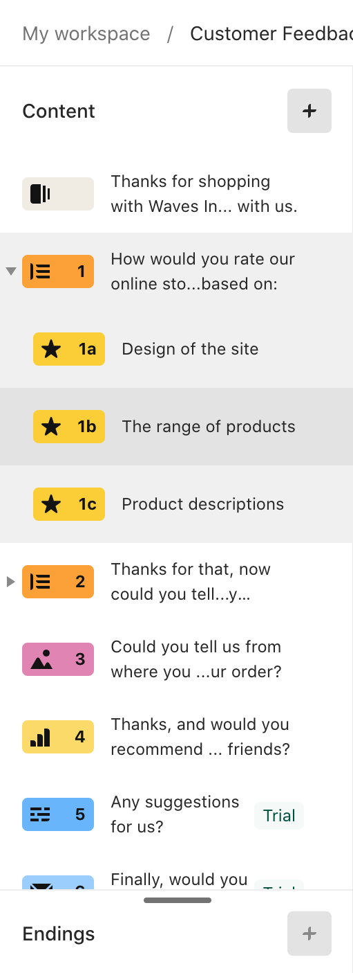 Typeform
				vertical navigation ui component