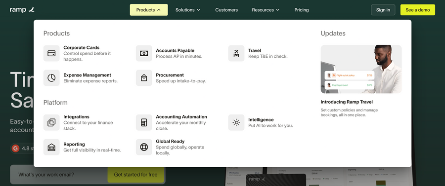 Ramp
				flyout menu ui component