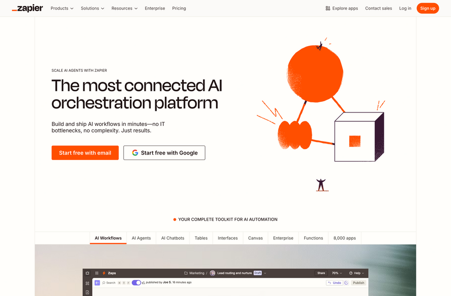 Zapier
				hero section ui component