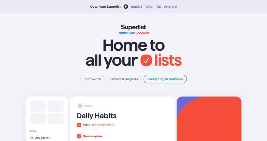 Superlist
				hero section ui component
