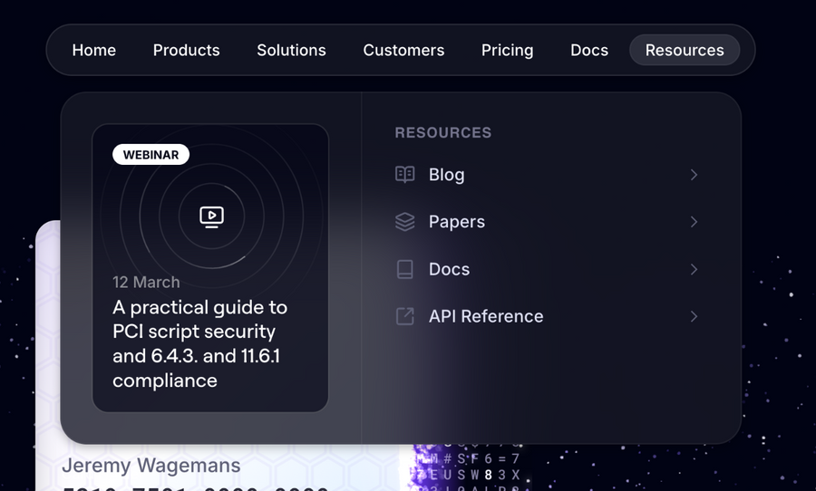 Evervault
				flyout menu ui component