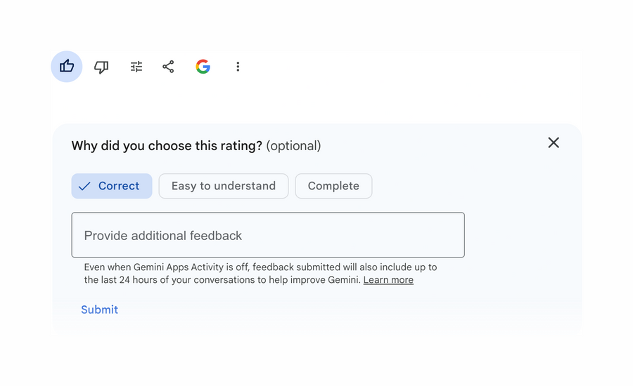 Gemini
				feedback ui component