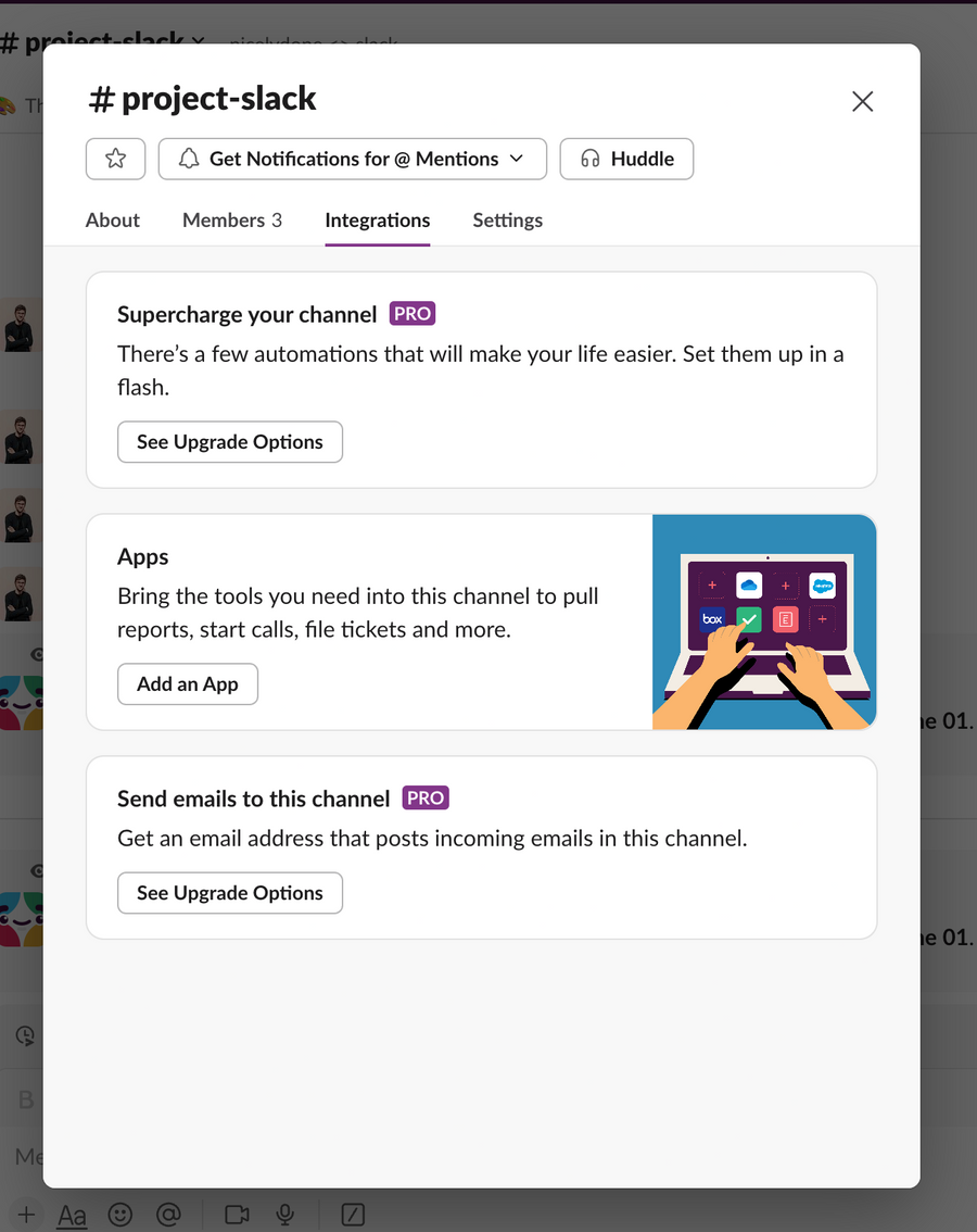 Slack
				upgrade your plan ui component