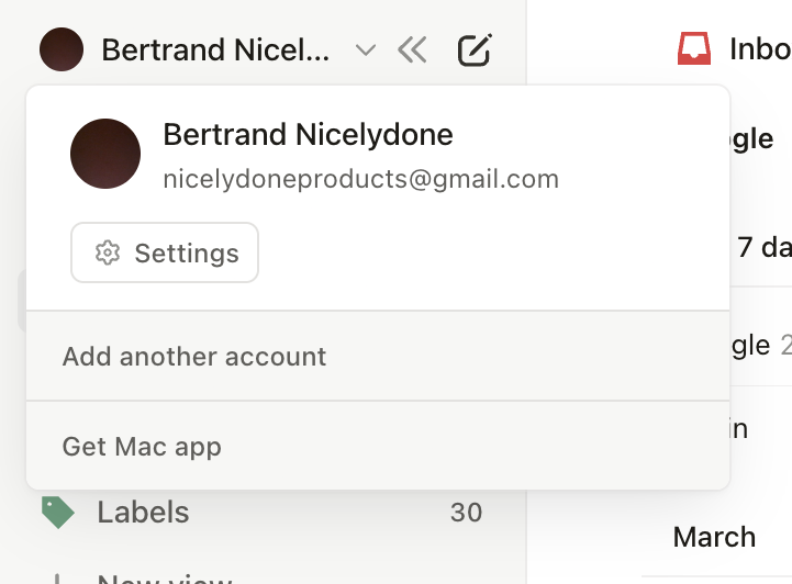 Notion Mail
				dropdown menu ui component