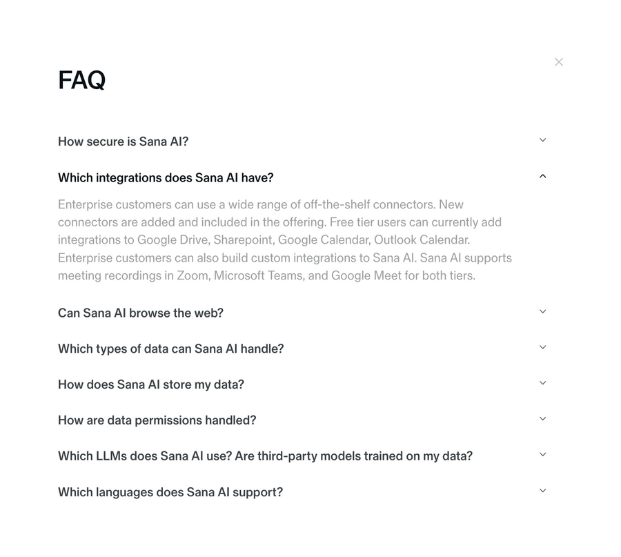 Sana
				faq ui component
