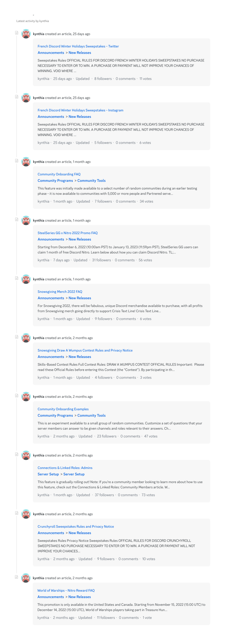 Discord
				timeline & history ui component