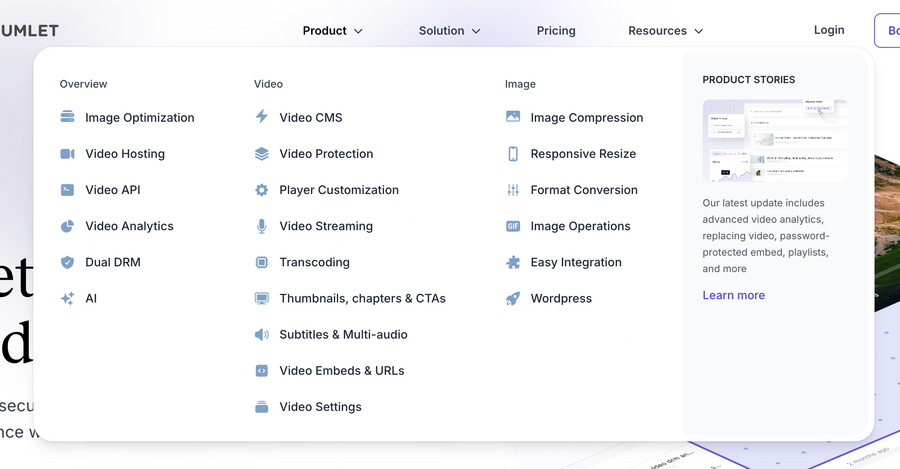 Gumlet
				flyout menu ui component