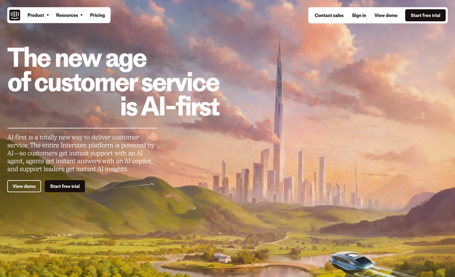 Intercom
				hero section ui component