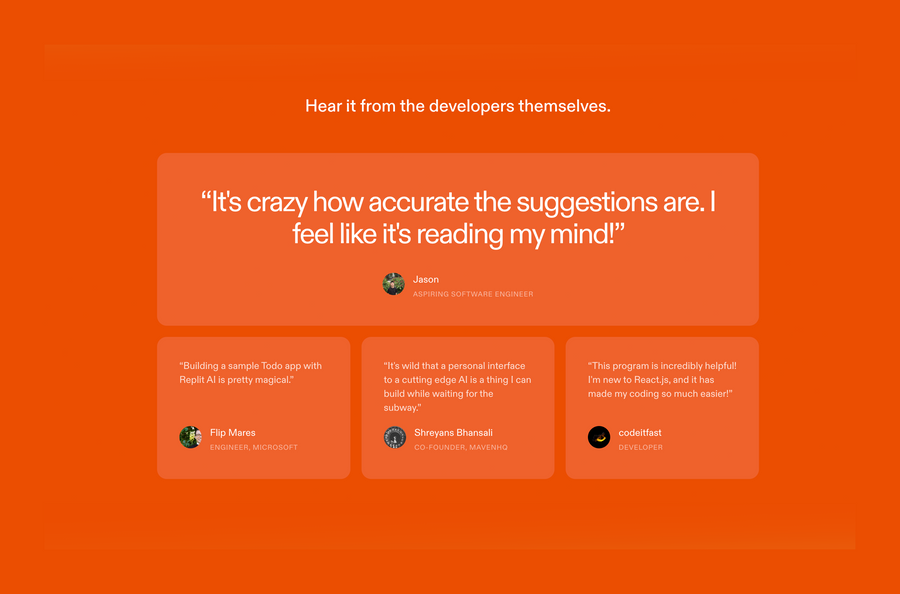 Replit
				testimonial ui component