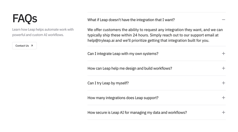 Leap
				faq ui component