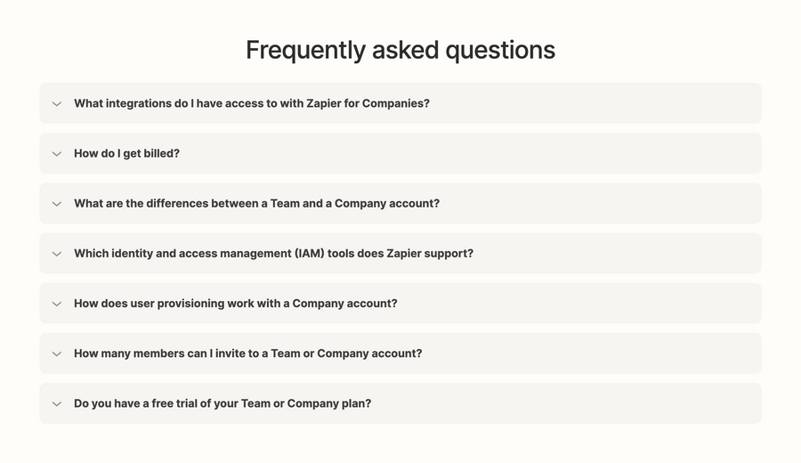 Zapier
				faq ui component