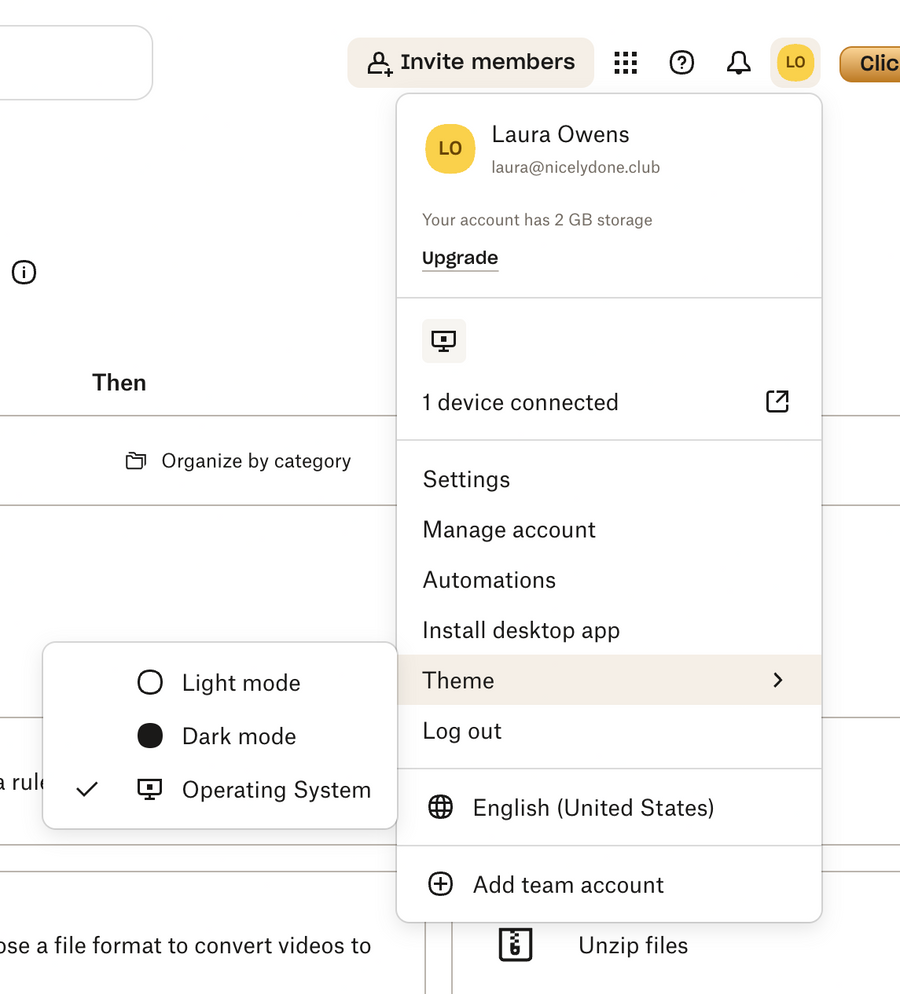Dropbox
				theme settings ui component