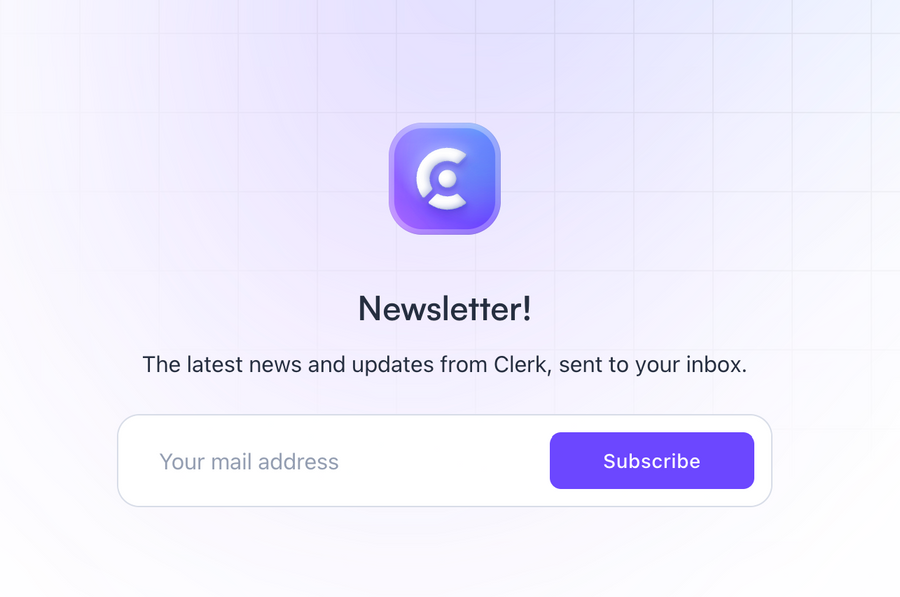 Clerk
				newsletter signup form ui component