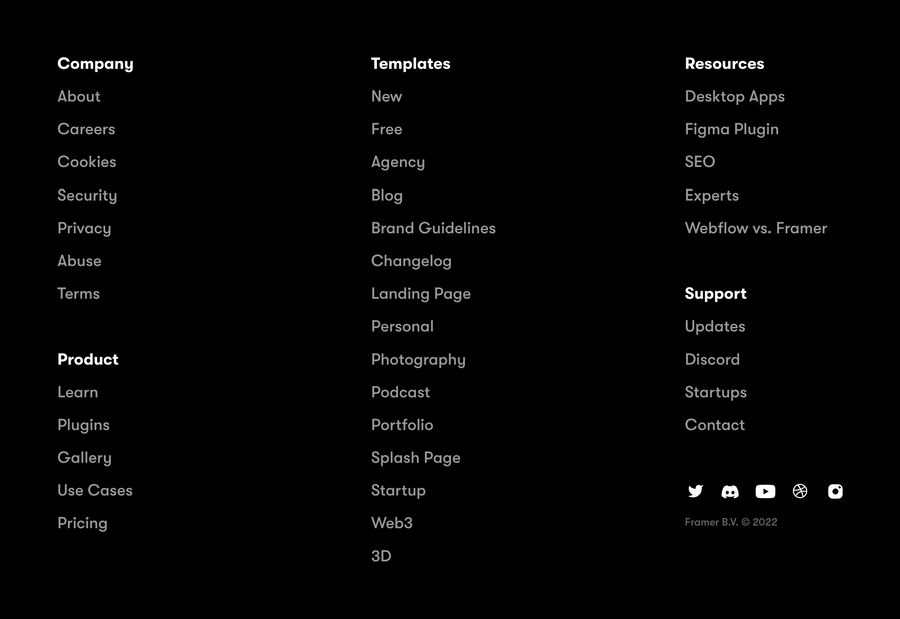 Framer
				footer ui component