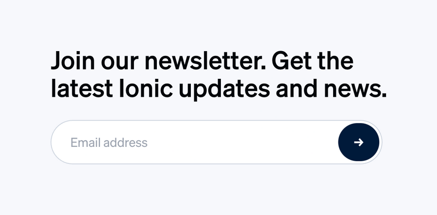 Ionic
				newsletter signup form ui component