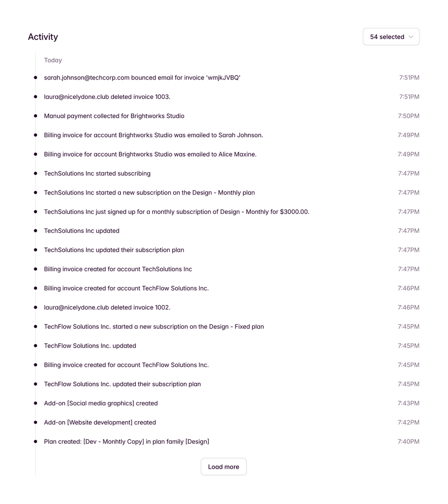 Outseta
				timeline & history ui component