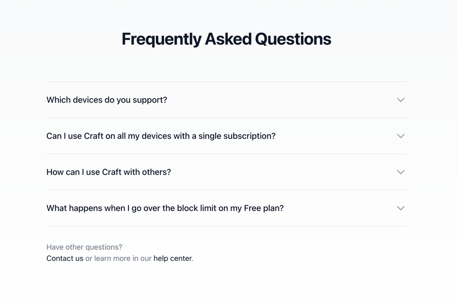 Craft
				faq ui component