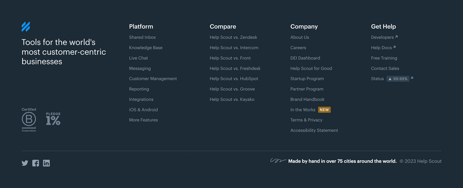 Help Scout
				footer ui component