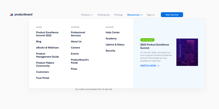 Productboard
				flyout menu ui component