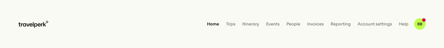 Travelperk
			navigation menu navigation bar account settings ui component