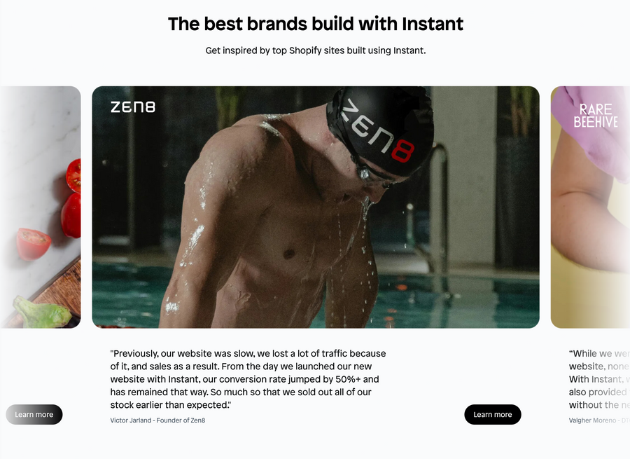 Instant
				testimonial ui component