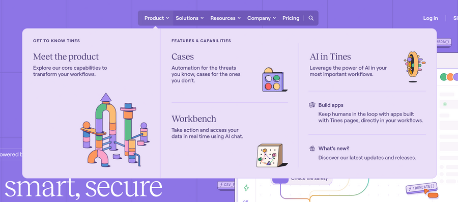 Tines
				flyout menu ui component