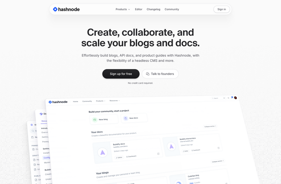 Hashnode
				hero section ui component