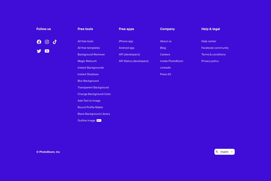 Photoroom
				footer ui component