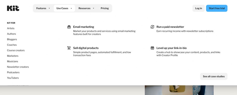 Kit
				flyout menu ui component