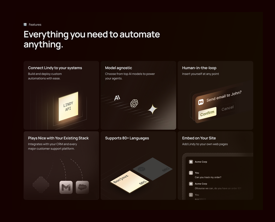 Lindy
				bento box ui component