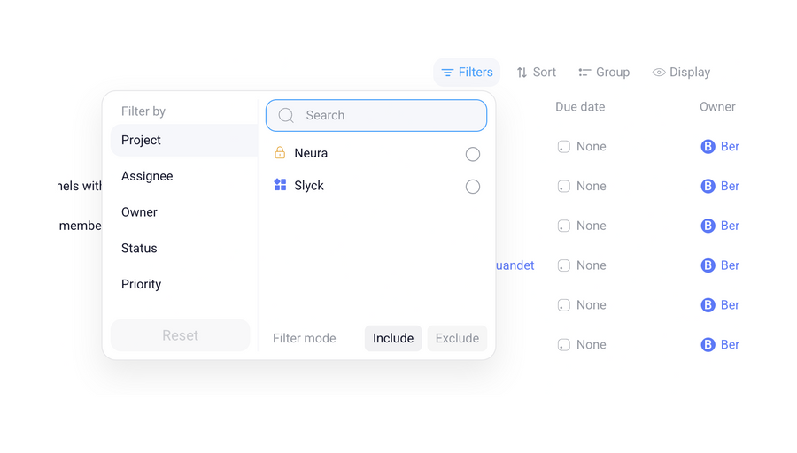 Orchestra
				sorting & filtering ui component