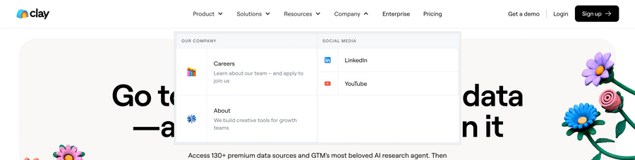 Clay
				flyout menu ui component
