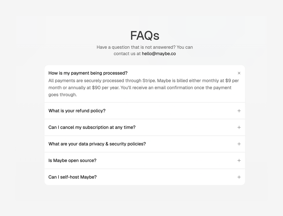 Maybe Finance
				faq ui component
