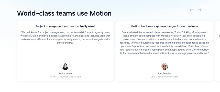 Motion
				testimonial ui component
