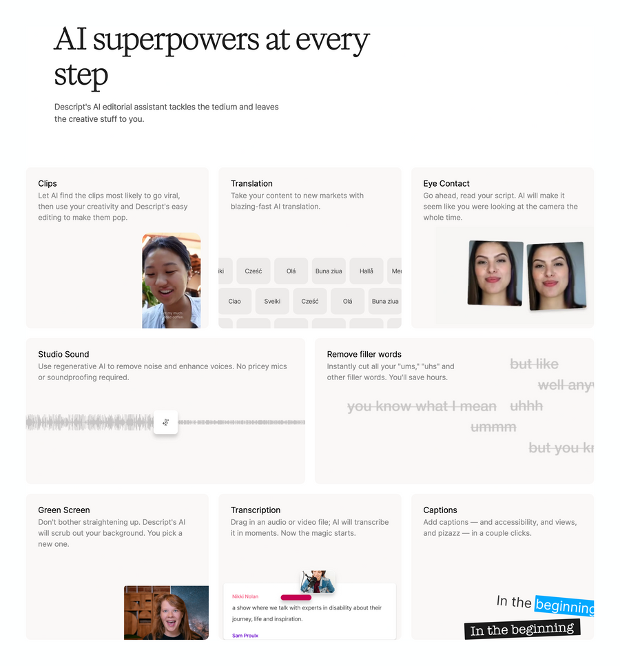 Descript
				bento box ui component