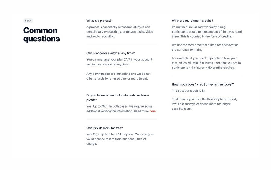 Ballpark
				faq ui component