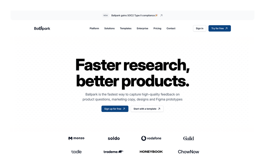 Ballpark
				hero section ui component