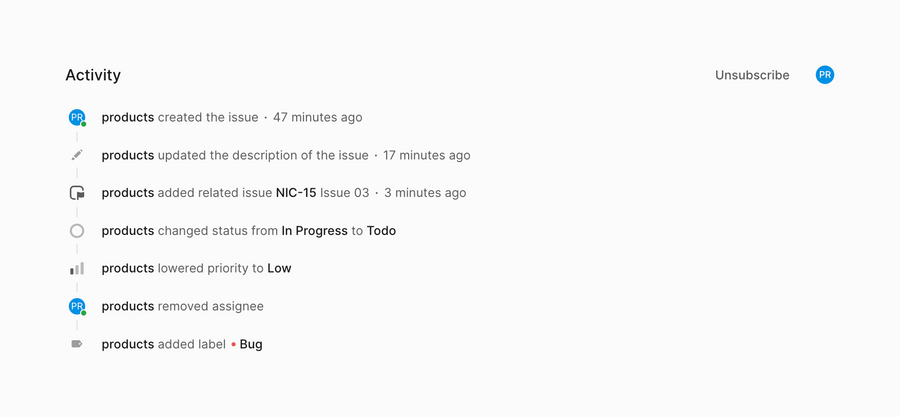 Linear
				timeline & history ui component