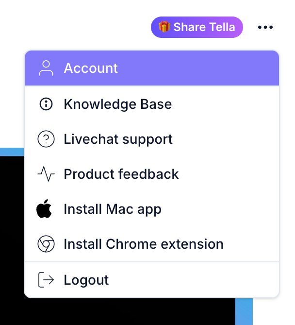 Tella
				dropdown menu ui component