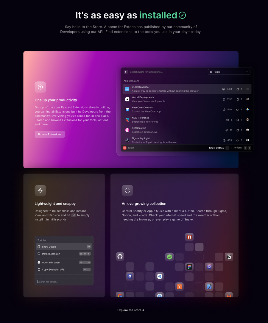 Raycast
				bento box ui component