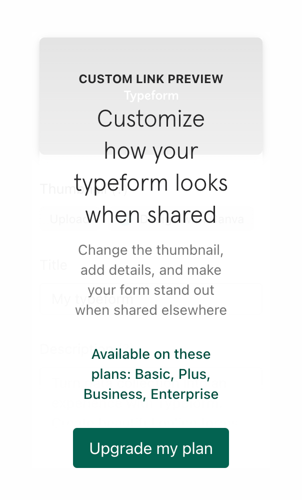 Typeform
				upgrade your plan ui component