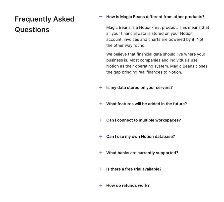 Magic Beans
				faq ui component