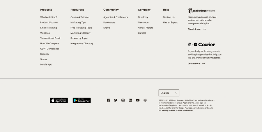 Mailchimp
				footer ui component