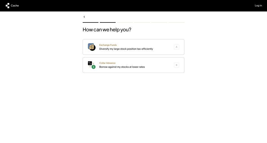 Cache
				onboarding ui page example
