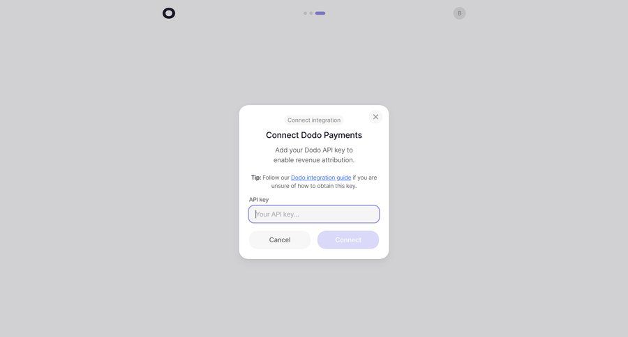 Visitors
			 integration setup onboarding modal ui page example